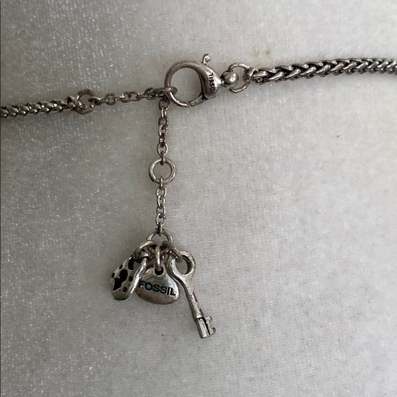 Fossil Silver Heart Padlock Necklace with Keyhole Vintage Bohemian Whimsical - Picture 6 of 13